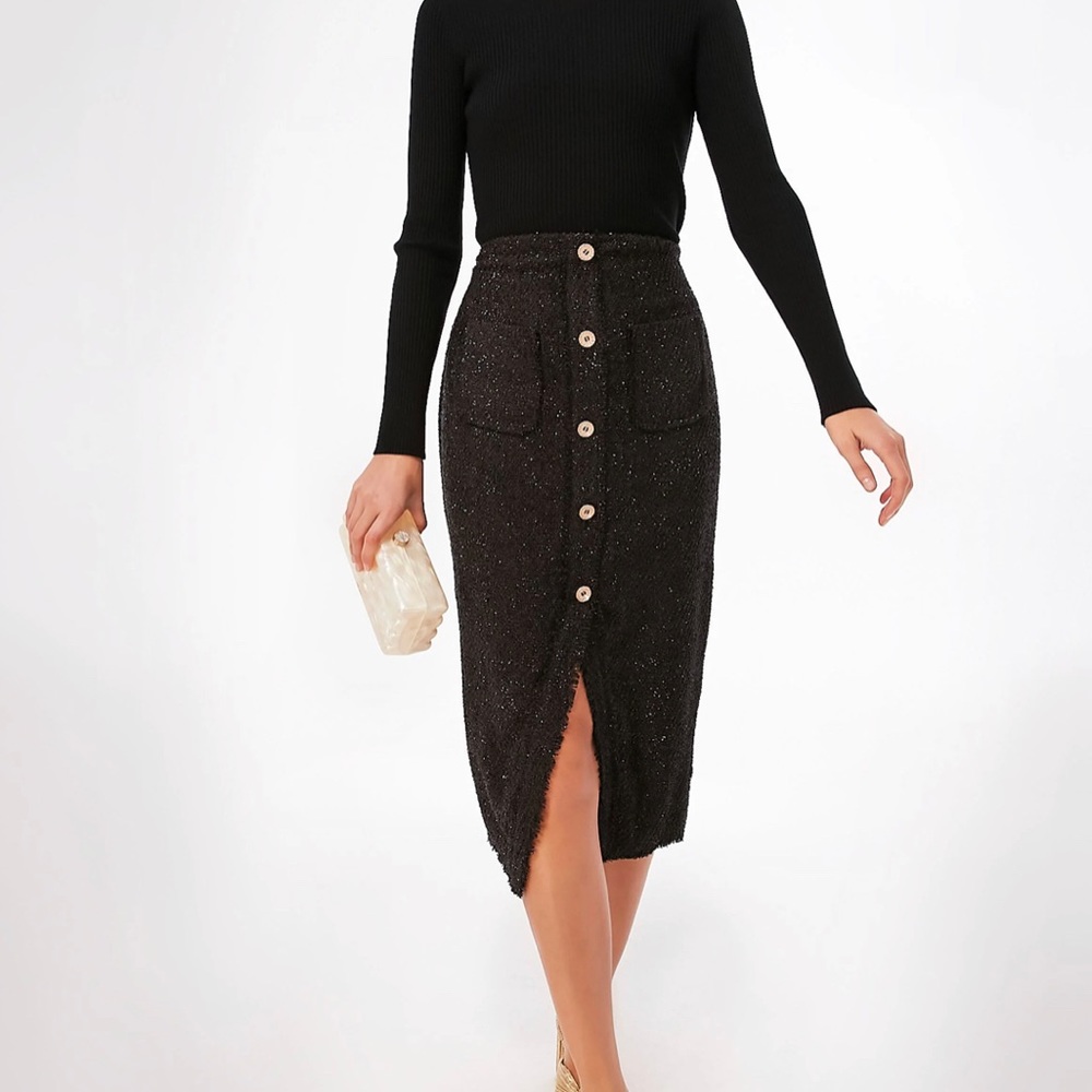 Tuckernuck Pomander Place Black Tweed Laurelle Midi Skirt